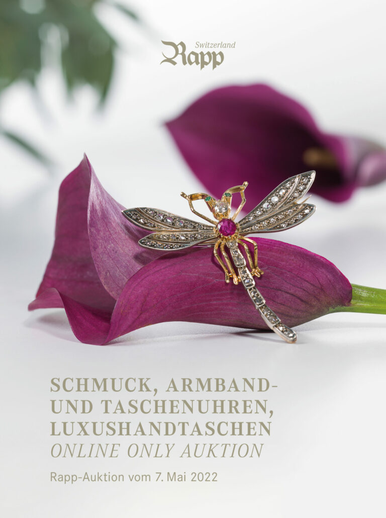 Im Auktionskatalog sind alle Schmuckstücke, Armband- und Taschenuhren, Luxushandtaschen von der Rapp-Auktion 2022 ersichtlich